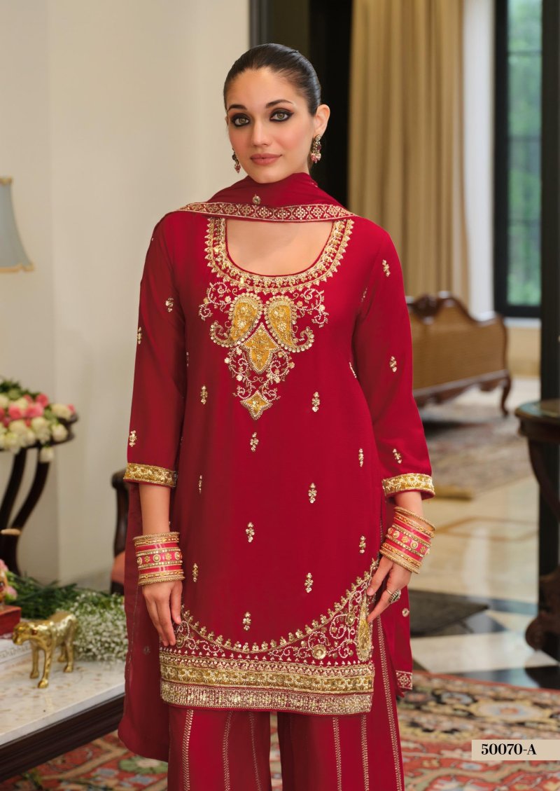 D 50070 A and B By Zaveri Chinon Beats Readymade Suits 